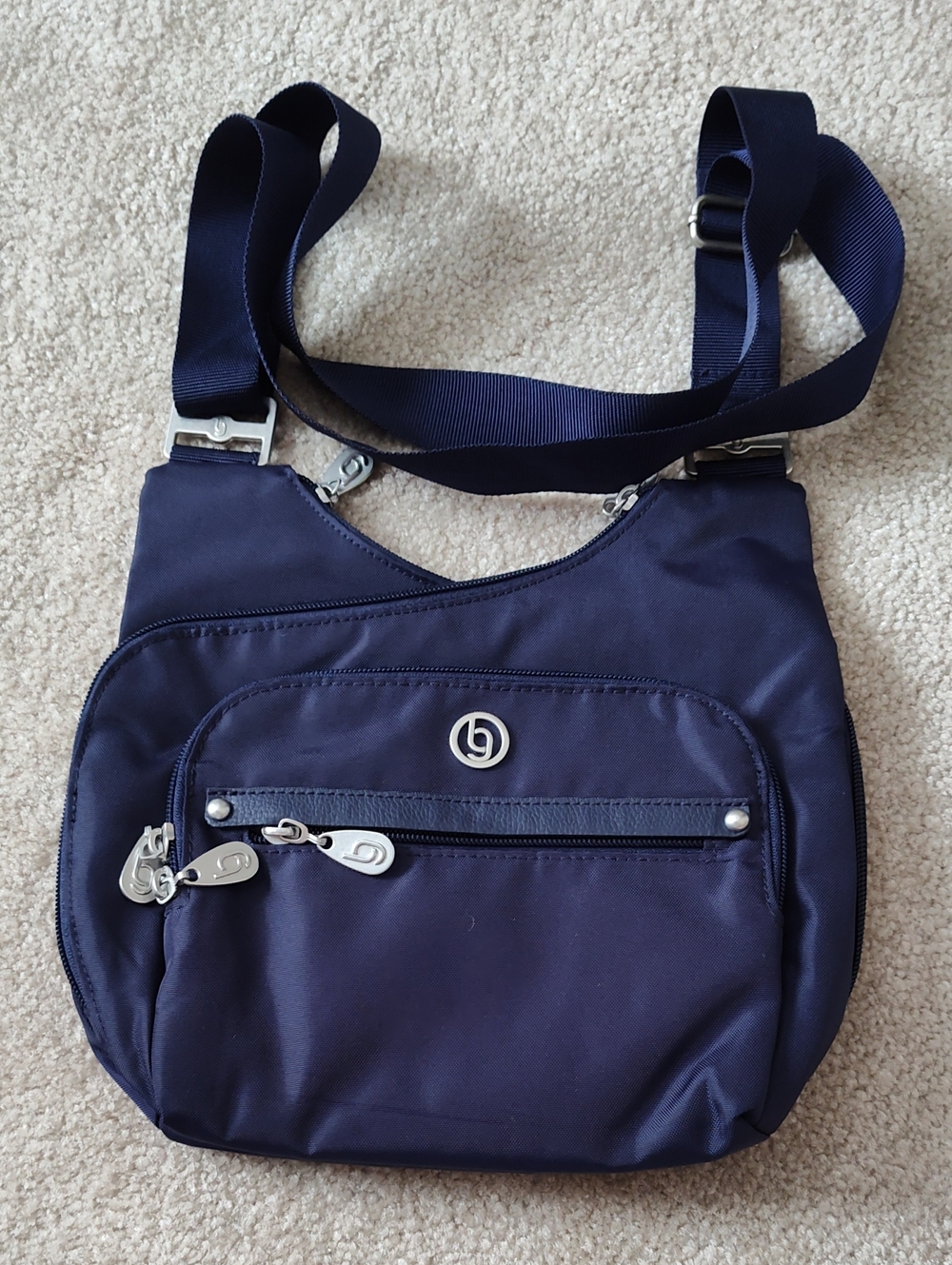Navy Crossbody Bag with Front Zip Pocket